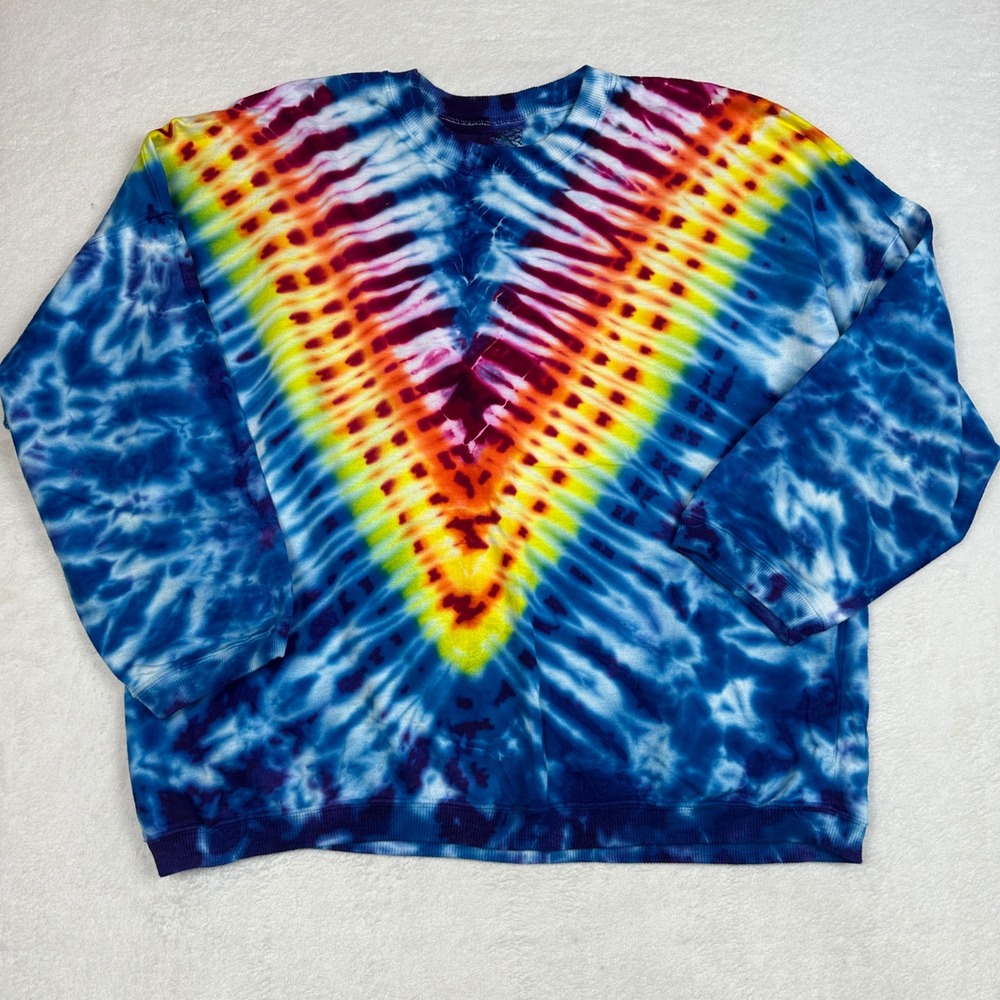 Rare VTG Dimitris USA Tie Dye Sweatshirt V Oversized‎ Graphic Made in Greece XL